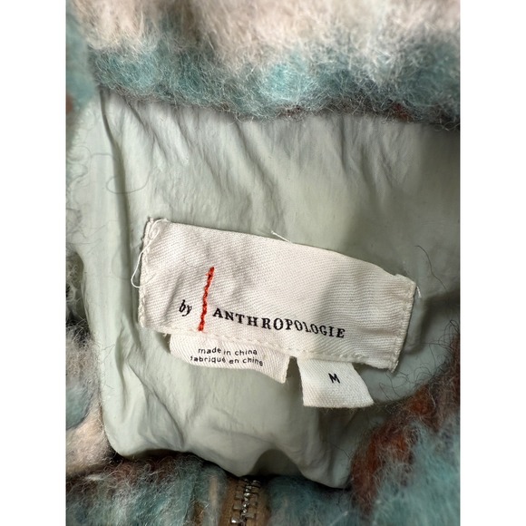 Anthropologie Blue and Brown Plaid Bomber Jacket - Picture 9 of 9